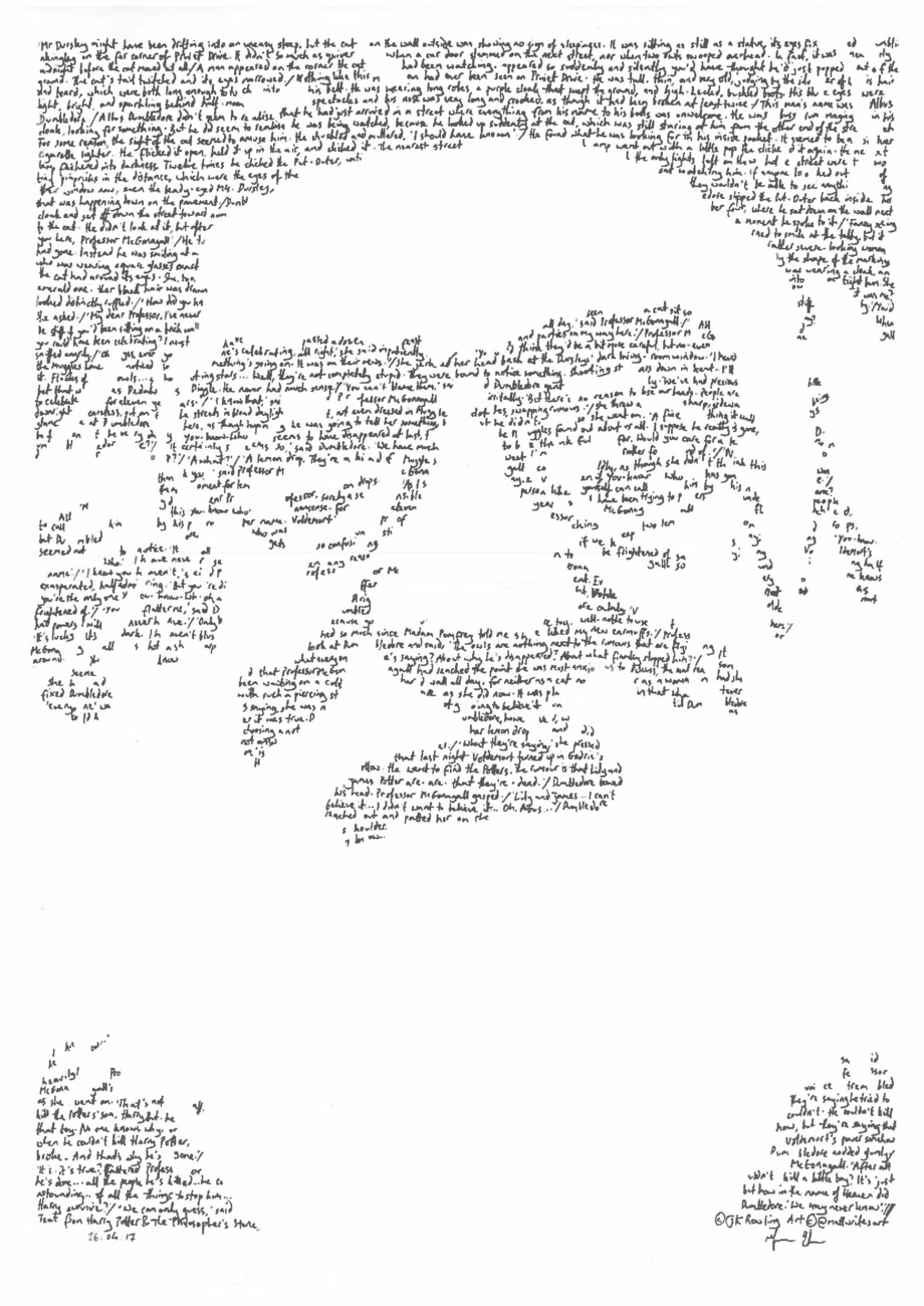 Portrait of Albus Dumbledore with text from Harry Potter and the Philosopher's Stone