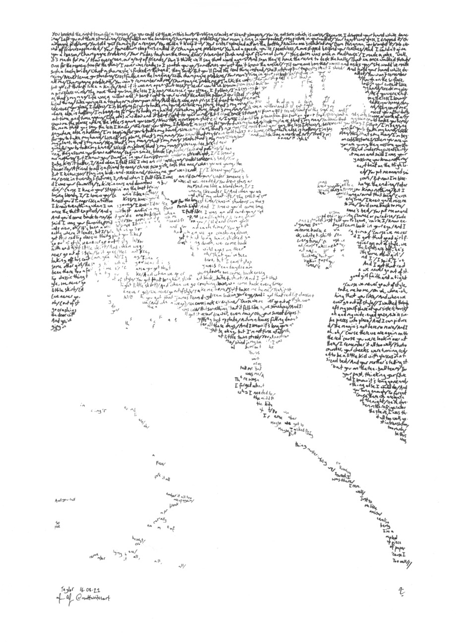 Portrait of Taylor Swift using the singer's lyrics