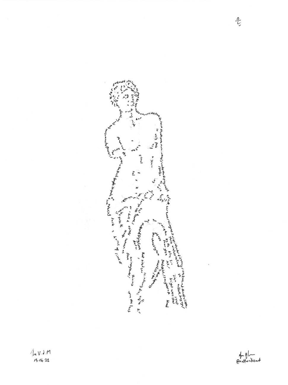 Line study sketch of The Venus de Milo, on the poem 'The Venus of Milo' by Alfred Noyes (1880-1958)